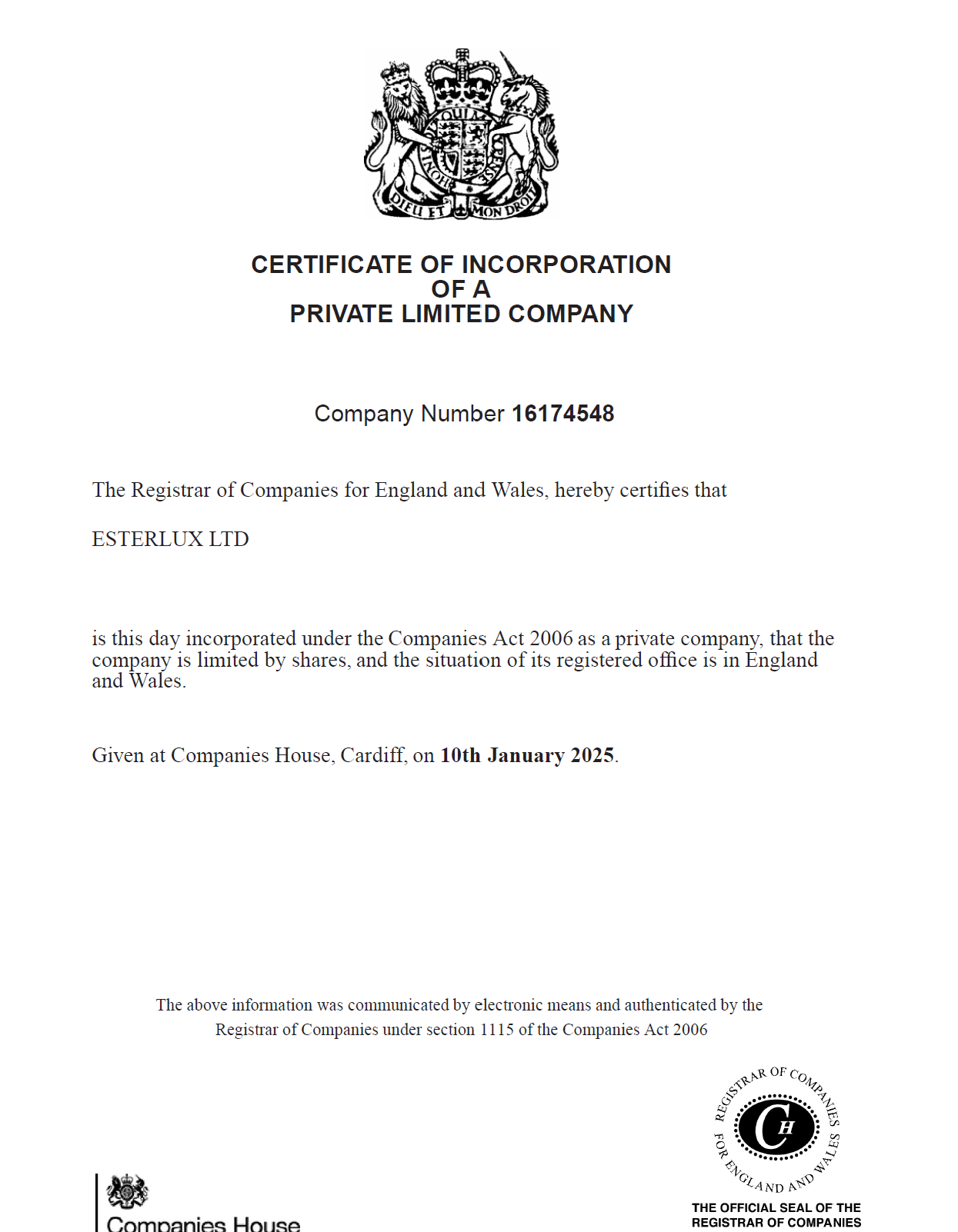CERTIFICATE